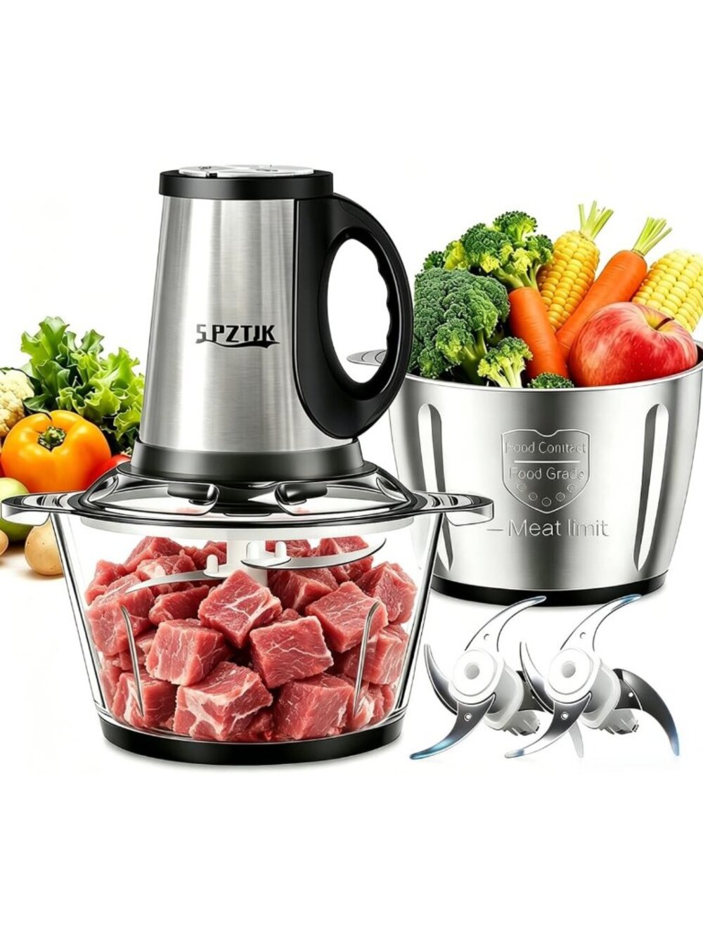 3-Speed Electric Food Processor: Meat Grinder, Veg Chopper & Baby Food Maker